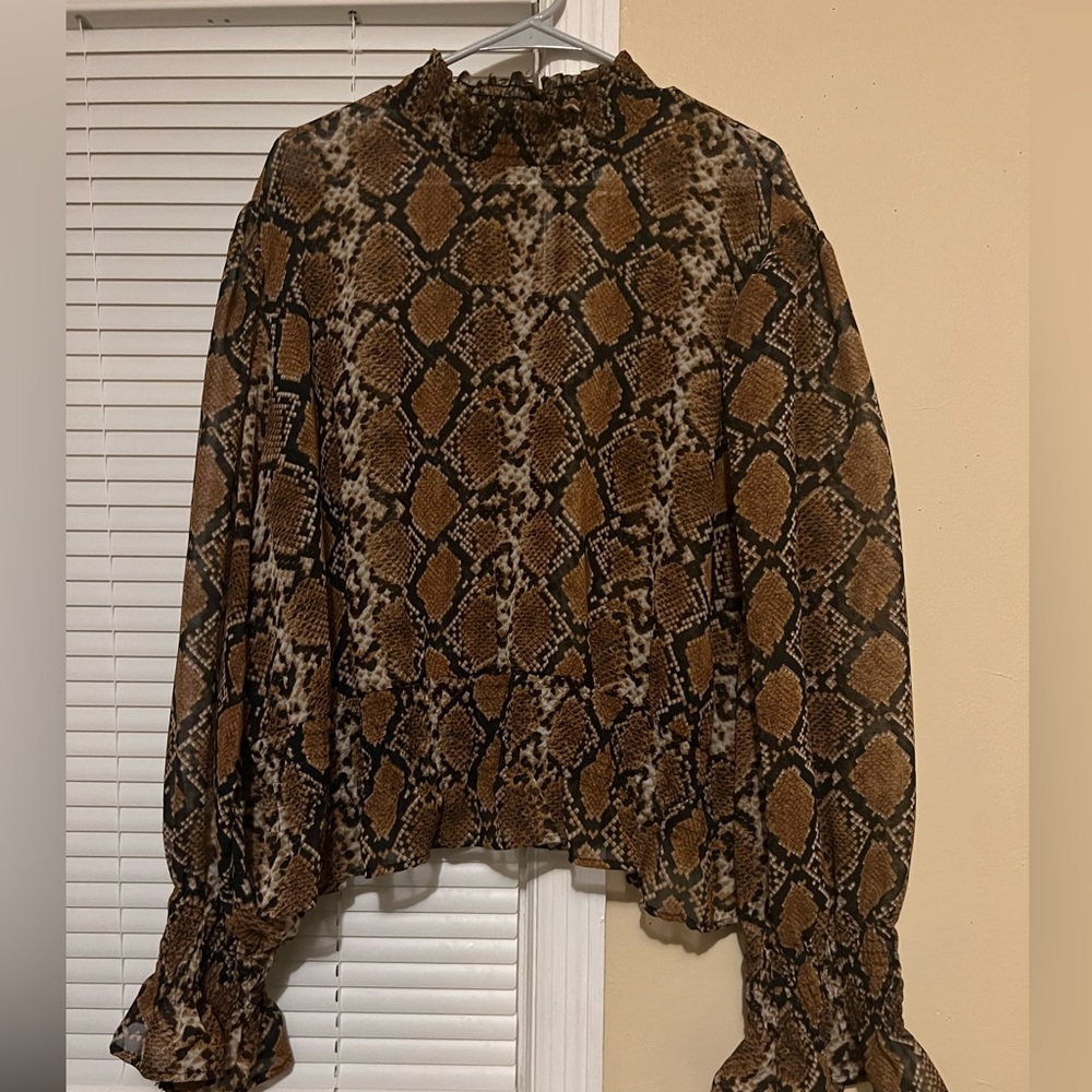 Black & Brown snakeskin blouse